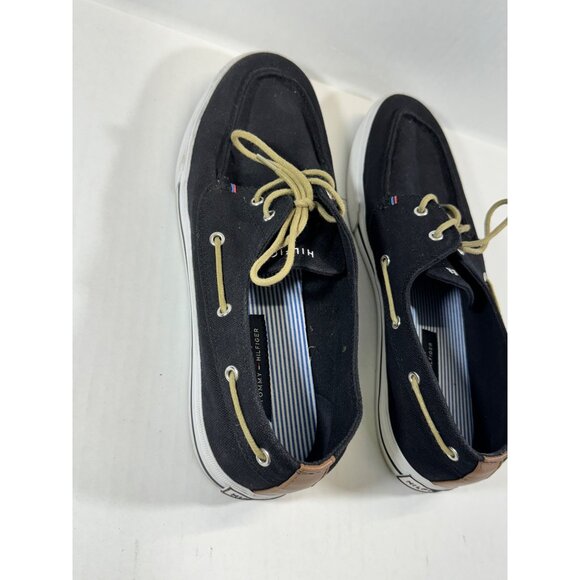 Tommy Hilfiger mens size 10.5 black Canvas Boat Shoes - Picture 5 of 16